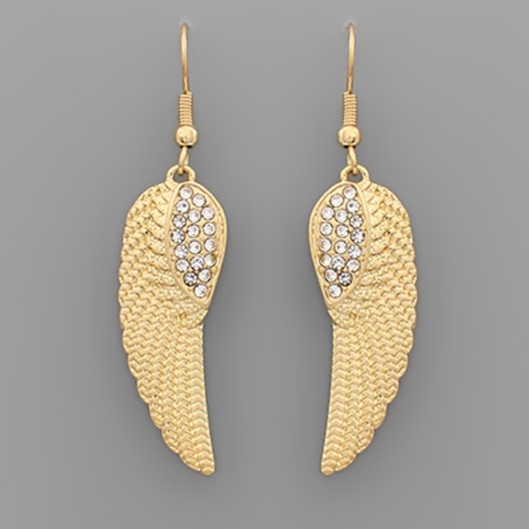 Crystal Pave Wing Earrings - Picture 1 of 1